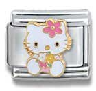 Clearly Charming Hello Kitty Sitting with Flowers Cat Animal Theme Licensed Charm Bracelet