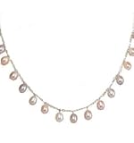 Drops of Wisdom Cultured Pearl on Silver Chain Necklace, Lavender