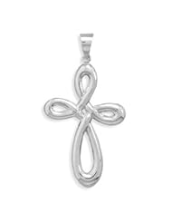 Infinity Cross Pendant Rounded Loop Sterling Silver, Pendant Only