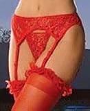 Lace Garter Belt and Matching Thong. One Size or Queen Plus Size. Red White or Black