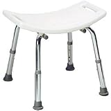 Medline Bath Bench without Back, White, Fully Assembled
