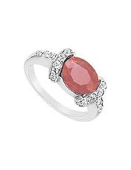 Ruby and Diamond Ring : 14K White Gold - 3.50 CT TGW