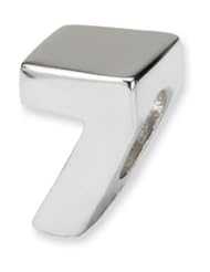 Block Style, Number 7 Charm in Sterling Silver For 3mm Charm Bracelets