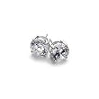 White Gold Rhodium Bonded over .925 Sterling Silver 5mm Prong Set Round Cut Clear CZ Stud Earrings in Silvertone
