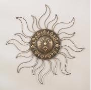 Sun Face Brass Wall Decor Sculpture 30"