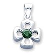 Pendant - Sterling Silver Celtic Cross w/Green Synthetic Stone Charm