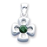 Pendant - Sterling Silver Celtic Cross w/Green Synthetic Stone Charm