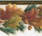 Orange Oak Leaves and Acorns Wallpaper Border