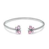 Child's Adjustable Pink Mother-of-Pearl Butterfly Bangle in Sterling Silver SS BABY JEWELRY