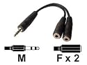 Dexlan - Doubleur adaptateur jack 3.5 mm stéréo - Câble 15 cm