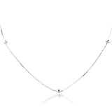 Sterling Silver Box Chain w/Beads Necklace 18