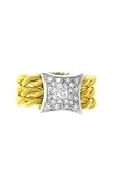 Solid 18K two-tone pave diamond 'Braided Star Burst' ring