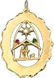 Church Scene in Open Oval, 14K Gold Charm