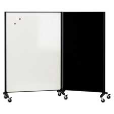 Quartet Products - MarkerBulletin Brd Dvdr 2-Sided WhiteboardFabric Brd 4x6 - Sold as 1 EA - Two-sided rolling room divider features a premium porcelain magnetic white board with flipchart pad holders on one side and fabric-covered bulletin board Perfect