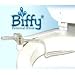 The American Biffy is completely hygienic. It enhances intimacy and provides thorough cleanliness. Using the American Biffy will improve home and bath sanitation. PRODUCT FEATURES: Adjustable Water Flow for Every Preference. Only One Single Motion Needed for Easy Operation. Easily Cleaned due to Self-Cleaning Nature of Spray Arm. Constructed of Strong, Durable ABS Plastic with Space-Age Specifications. Easy Installation Requires no Modifications or In-Wall Plumbing, Using Only a Screwdriver and Pliers. No Additional Bathroom Space Necessary. The Biffy is Nearly Invisible - its Ergonomic Design Places Spray arm out of sight when not in use. Available in White. Fits virtually any Toilet Bowl. Available for 1 and 2 piece toilets. Safe for All Ages - Even Toddlers, Teaching Good Hygiene Essentials Very Early. Works Alongside Elevated Toilet Seats, Safety Rails, and Other Bathroom Accessories. Biffy Bidet Features: Why the Biffy works better than anything else you can buy...far better than regular bidets. 1. The Biffy's row of 8 shower nozzles is positioned directly beneath you when you use it. They rinse you clean in seconds. 2. With most bidet toilets and bidet toilet seats you have to reposition yourself and sometimes stand up. With the Biffy you remain seated so that the areas you really want clean are completely available to the Biffy's gentle cleansing spray. There is no need to move or reposition your bottom. It's so simple to use... Just push the handle and Biffy uses fresh water to rinse you completely. Release the handle and Biffy shuts off and hides away automatically. The Biffy is easier to use than a bidet toilet. Biffy has many important features not f