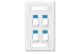 45? Entry Wall Plate for 4 Keystone, Color: White