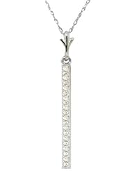 14K White Gold Diamond Accented Bar Pendant
