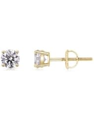 0.65 ct Solitaire Diamond Stud Earrings in Yellow Gold