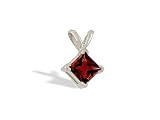 14K White Gold Genuine Square Garnet Pendant
