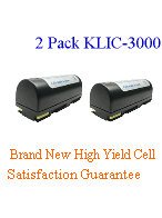 Global Digital 2 Pack Kodak KLIC3000 Brand New Equivalent 1400mAh LithiumIon Camera/Camcorder Battery, Long Lasting cell. It meets or exceeds OEM specifications!