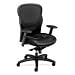 Mesh Back Chair, Leather Seat, Adjustable Arms, Lumbar Support, Black BSXVL701ST11