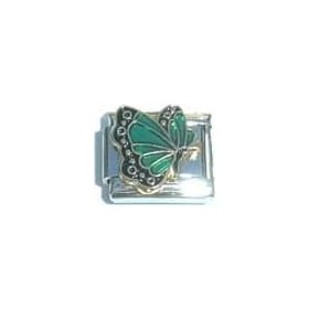 Clearly Charming May Emerald Color Butterfly Birthstone Insect Animal Italian Charm