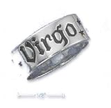 Sterling Silver 7mm Antiqued Virgo Zodiac Band Ring - Size 9.0