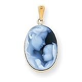 14k Yellow Gold Agate Cameo with Sentiment Pendant