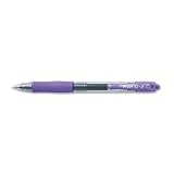 (Price/DZ)G2 Retractable Gel Ink Roller Ball Pen, Clear Barrel, Purple Ink, Fine, 0.40 mm