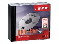 IMN16804 DVD-RW, 4.7GB, 4X Speed, 120 Minutes, 5/PK