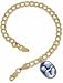 Jewelry : 14kt Gold Link Bracelet with Blue Agate Cameo Charm - 1/2