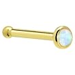 Solid 14KT Yellow Gold 2mm Synthetic Opal Nose Bone - 20 Gauge