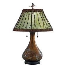Americana Green Mica Carved Table Lamp by Quoizel