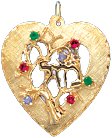 Mazel and Tree in Open Heart, 14K Gold Charm