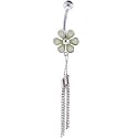 PAMELA ANDERSON IVORY GROOVY FLOWER Dangle Belly Ring