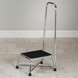Bariatric chrome step stool with handrail