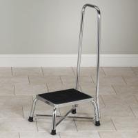 Bariatric chrome step stool with handrail