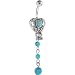 Vintage Southwest Turquoise Heart Dangle Belly Ring