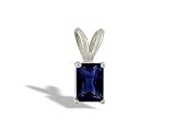 14K White Gold Genuine Emerald-cut Sapphire Pendant