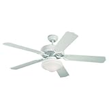 Monte Carlo 5WF52WHD-L Weatherford Deluxe 52-Inch 5-Blade Outdoor Ceiling Fan with Light Kit, White Finish