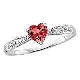 10kt. White Gold, Garnet & Diamond Heart Fashion Ring