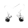 Sterling Silver Pet Ferret or Mink on Black Onyx Earrings