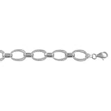 Ladies Diamond Cut Twisted Oval Cable Link Bracelet in 14K White Gold