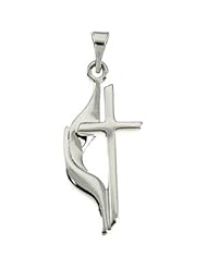 Methodist Cross Pendant 14K White Gold 19.00X10.00 mm