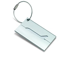 Kofferanhänger aus Aluminium Flugzeug mit verdecktem Adressfeld – Größe ca. 75 x 45 x 4 mm (50936)