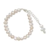 Childs Pearl Bracelet with Pearl Cross Charm