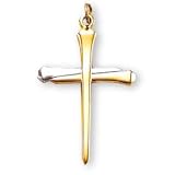 24K Gold over Sterling Silver and Sterling Silver Two Tone Nail Cross and 24-inch Chain