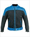 Mens Mesh & Leather Motorcycle Jacket with CE Armor MJ240Blue