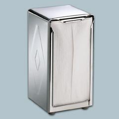 Tabletop Napkin Dispenser, Stainless Steel, 20 Gauge, 3 3/4 Wx4Dx7 1/2H, Holds 150 Napkins. EA