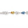 STERLING SILVER MULTI-COLOR PEAR C.Z. BRACELET, 7.25"